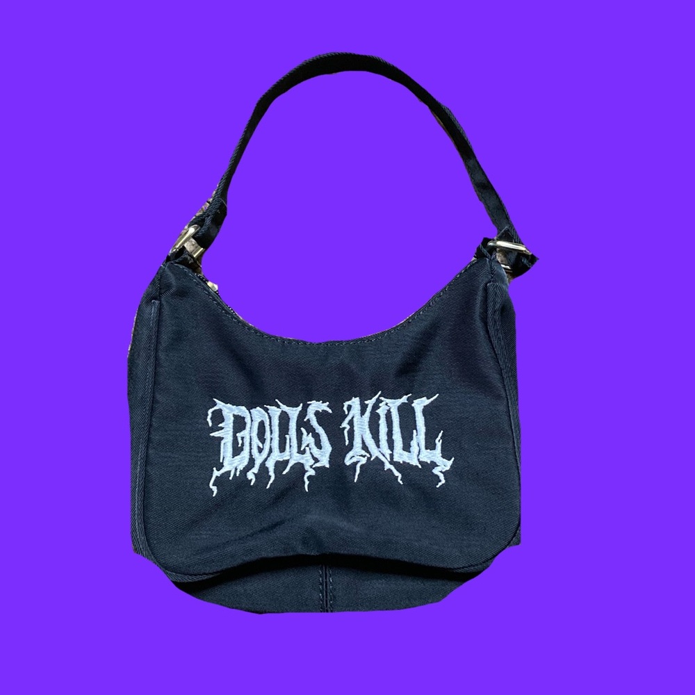 NWOT Dolls Kill Black Mini Shoulder Bag with White Logo